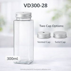 300ml Square PET Beverage <b>Bottle</b> with 55mm Screw Lid Food Grade Plastic <b>Bottles</b> for Juice Tea <b>Coffee</b> for Export to Asia America - Product Image 4