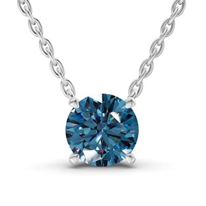 Lujoso Anillo de 1/2 Ct. Tw. Collar Solitario de Diamante Azul Real Cultivado en Laboratorio, Corte Redondo, Oro de 10k, Estilo Único, Certificado GRA - Product Image 4
