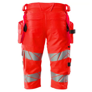 Shorts de sécurité réfléchissants 3M haute visibilité 100% coton avec logo personnalisé imprimé, vêtements de travail de construction, poche cargo, shorts de travail - Product Image 4