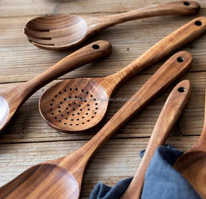 Cucharas de madera sostenibles de bambú-Utensilios de cocina antiadherentes y ecológicos - Product Image 4