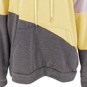 Custom Diagonal Color Block Hoodie Wholesale Pastel Yellow <b>White</b> Dark Grey Fleece Pullover <b>Sweatshirt</b> - Product Image 6