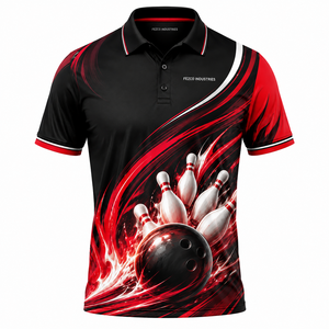 เสื้อโปโลโบว์ลิ่งแบบกำหนดเองสำหรับผู้เล่นทุกคน พิมพ์ลายแบบ Sublimation เสื้อทีม โพลีเอสเตอร์/คอตตอน ผ้าถักลำลอง ไซส์พลัส - Product Image 3