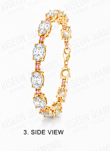 สร้อยข้อมือเพชรทรงรีพรีเมียม ชุบทอง ประดับด้วยพลอยสีชมพู เครื่องประดับหรูหราสำหรับสวมใส่ทุกวันและโอกาสพิเศษ ปลอดภัย - Product Image 4