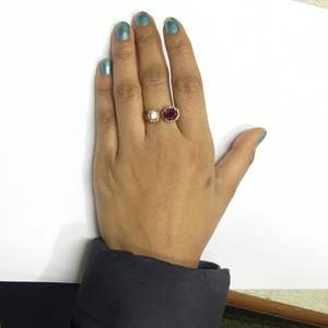 Anillos Antiguos Unisex de Plata de Ley 925 Chapados en Oro con Diamantes Polki y Rubíes, MOQ Bajo - Product Image 3