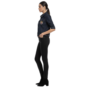 Chaqueta de Mezclilla Negra Clásica, Casual y Elegante para Mujer, Corte Ajustado, Moda Otoño Invierno, Venta al Por Mayor - Product Image 2
