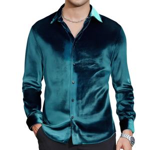 Chemise en velours pour homme à manches longues, décontractée, boutonnée, tissu extensible doux et respirant, pour un usage quotidien - Product Image 1