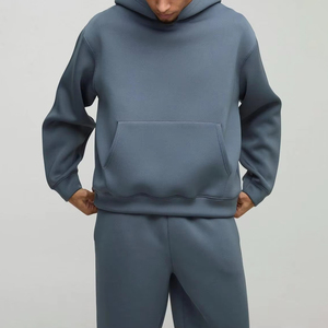 Wholesale Customizable Men's Winter <b>Hooded</b> Solid 100% Cotton Breathable Lightweight Oversized Tracksuits Sets for Casual Wear - Product Image 2