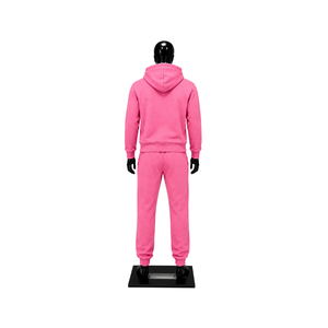 Ensemble de survêtement rose pour homme avec logo personnalisé, sweat à capuche zippé et pantalon de jogging, tenue décontractée streetwear et sportswear deux pièces, vente en gros - Product Image 2