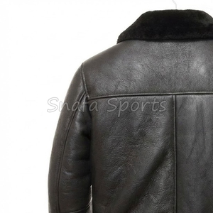 Veste en cuir pour homme de haute qualité, en fourrure de mouton, style aviateur, pour l'hiver, avec logo personnalisé. - Product Image 6