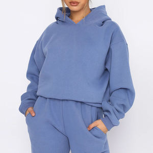 Custom High Quality Embroidery Printed Sweatshirt Cotton <b>Plus</b> <b>Size</b> Women's Hoodies & Sweatshirts <b>Lounge</b> Wear <b>Set</b> - Product Image 1