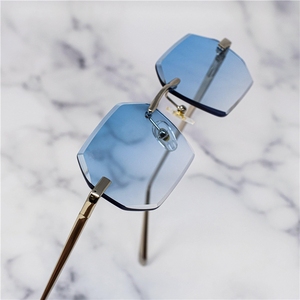 LMA 2159 Popular Europe Classic Men Top Quality Silver Metal UV400 Gradient Women Custom Shades Rimless Polygon <b>Sunglasses</b> 2024 - Product Image 3