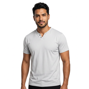 Men's <b>V</b>-<b>Neck</b> Short Sleeve Knitted <b>T</b>-<b>Shirt</b> Regular Fit Solid Color Casual Style <b>White</b> - Product Image 5