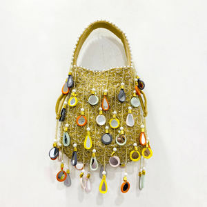 Embroidery Crafts Handmade Black Beaded Handbag With Pearl Embroidery Party Clutch <b>Bag</b> Potli <b>Bag</b> - Product Image 2