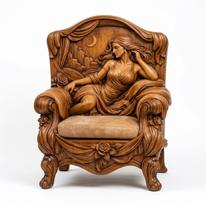Sillón de Salón de Lujo Europeo, Tallado en Madera de Teca, Tapizado en Terciopelo, Relleno de Espuma, Mueble para Sala de Estar - Product Image 4