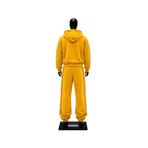 Conjunto de chándal de terciopelo dorado para mujer, con sudadera con cremallera completa y pantalones de pierna ancha, de dos piezas, con pedrería, estilo casual urbano - Product Image 2