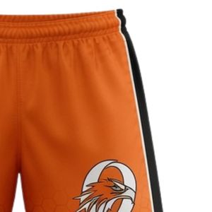 Shorts de lacrosse unisexe orange et noir en polyester, coupe athlétique, vêtements de sport légers, uniforme d'équipe, vêtements d'entraînement et de jeu - Product Image 5