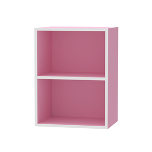 OEM 1612 Modern Wood 2 Tier <b>Open</b> Shelf Storage Cabinet Compact Living Room Bookcase Particle Board Organizer Blossom Pink - Product Image 1