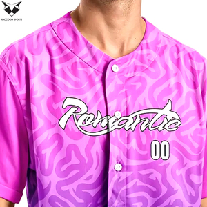 Servicio OEM ODM, Jersey de Béisbol Personalizado de Alta Calidad para Adultos, Degradado Morado y Rosa, Transpirable, 100% Poliéster, Impresión Digital - Product Image 6