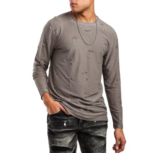 New Streetwear <b>Dropped</b> Shoulder Oversize Tshirt Men <b>Acid</b> Wash Vintage Distressed Boxy Short Sleeve Mock Neck Anti-Wrinkle Print - Product Image 1