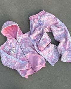 Ensemble de survêtements vintage d'hiver pour hommes, personnalisé avec logo imprimé, 400 g/m², en coton de haute qualité, coupe évasée, effet délavé à l'acide - Product Image 2