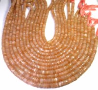 Mélange de Pierres Naturelles : 2 Pierres de Lune Pêche, 4 Quartz Champion, 4 Cornalines, 1 Hessonite, 3 Citrines, 7 Heishi Rondelles Facettées de Qualité Supérieure, Coupe Allemande