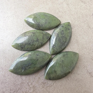 Jade Néphrite Vert Naturel, Cabochon Marquise à Dos Plat, Calibré AAA+, Pierre Précieuse Certifiée par un Certificat Tierce Partie pour la Fabrication de Bijoux - Product Image 5