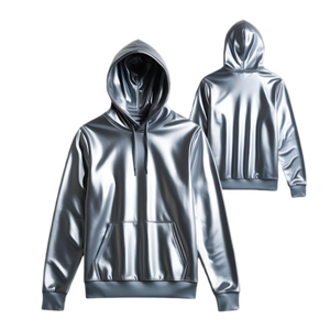เสื้อฮู้ดครอปผู้หญิงแบบสะท้อนแสงเมทัลลิก ผ้ามันวาว แฟชั่นสตรีทแวร์ เสื้อผ้าระดับมืออาชีพ ผู้ผลิตเสื้อผ้า OEM ODM - Product Image 5