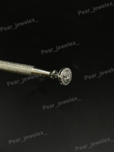 Round VVS Moissanite <b>Silver</b> <b>Stud</b> Earrings Custom Baguette Cluster Halo Earrings For Men Women 925 Sterling <b>Silver</b> - Product Image 3