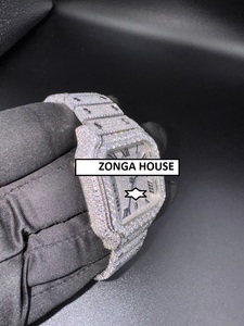 Luxury Stainless Steel Square <b>Case</b> 41mm Analog Moissanite Diamond Automatic Mechanical <b>Watch</b> Push Button Hidden Clasp-Unisex - Product Image 6