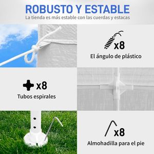 Tenda Impermeabile Bianca per Matrimoni ed Eventi 3x9m, Gazebo da Esterno con 8 Pareti Laterali Rimovibili - Product Image 5