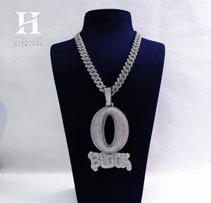 Pendentif de luxe en forme de lettre O entièrement pavé de diamants, collier hip-hop personnalisé pour fournisseur de bijoux bling en gros - Product Image 3