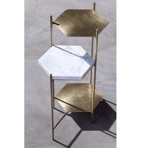 Table de cocktail en aluminium de qualité supérieure, mobilier haut de gamme, table d'appoint en métal pour la maison, l'hôtel, table à vin et à boissons en laiton - Product Image 1