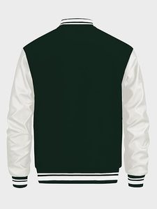 Chaqueta Varsity Clásica Azul Marino y Blanca con Logotipo P Bordado y Frase para Adultos, Ropa de Otoño, Actividades Promocionales - Product Image 4