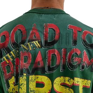 High Street Acid Wash Unisex Distressed <b>T</b>-Shirt with Front/<b>Back</b> Bigger Print Digital Print Loose Fit Jersey Solid Short Sleeve - Product Image 4