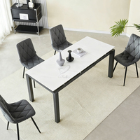 Table à manger moderne de luxe extensible et pliable avec plateau en céramique et base en métal pour la maison et l'hôtellerie