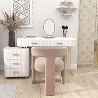 Moderne Baril 18.5 \ "Large Côté Fauteuil Vanité Chaise Kaki Velours Rembourré Accent Chaise pour Cuisine Salle Salon