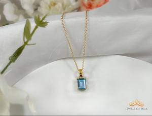 100% Natural <b>Blue</b> <b>Topaz</b> Luxury Women's Flower Shape 925 Silver Plated <b>Necklace</b> Gold Top Manufacturer India Gift Fine Jewelry - Product Image 3