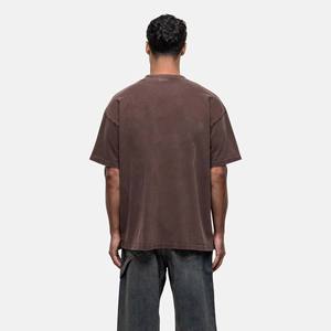Camiseta Personalizada con Lavado Ácido para Hombre, Camiseta Vintage Oversize Estampada de Corte Holgado Marrón, Fabricante Mayorista OEM de Pakistán - Product Image 2