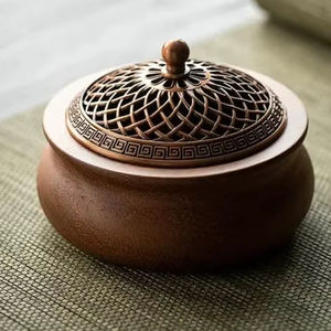 Brûleur d'encens en bois attrayant, porte-encens de luxe en métal, Bakhoor, encens arabe pour le Ramadan et l'Aïd Moubarak - Product Image 1