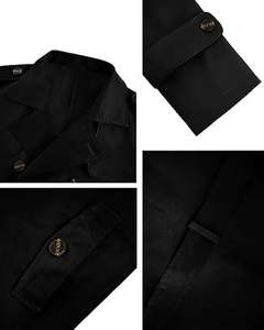 Hot Selling <b>Black</b> Color <b>Men</b> Trench Coat With Belt Double Breasted Windproof Winter Elongated Loose Gentleman Outdoor Trench Coat - Product Image 5