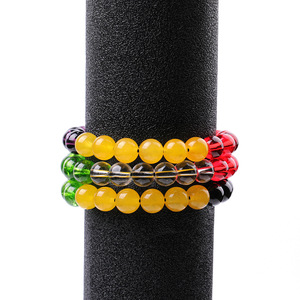 Bracelet ajustable tendance à perles, pierre d'agate verte, jaune et noire, bijou décontracté unisexe, cadeau - Product Image 4