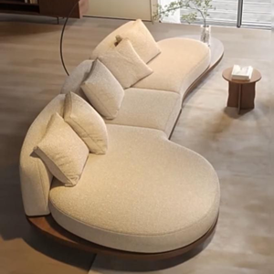 Modern S Shape Fabric Sectional <b>Sofa</b> With <b>Wooden</b> Legs And Cushion Back For Living Room - Product Image 1
