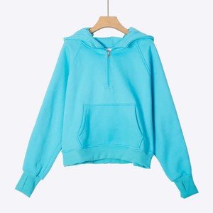 Sudadera con capucha de forro polar grueso de 500 g/m² sin bolsillos, con efecto desgastado por el sol, bordes sin rematar, lavado ácido personalizado, corta, lisa, al por mayor - Product Image 4
