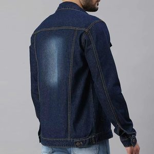 Wholesale MKB Enterprises <b>Vintage</b> Coated <b>Denim</b> <b>Jacket</b> for Men Loose Customized Long Sleeve Black Cowboy Stand Collar Front Logo - Product Image 2