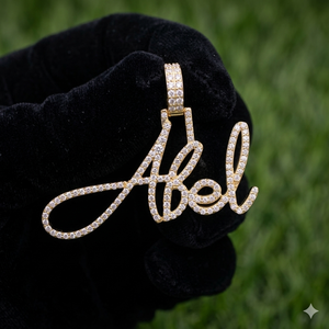 Custom Iced Cursive <b>Name</b> Pendant <b>Gold</b> Plated Moissanite Diamond <b>Necklace</b> Channel Setting Luxury Personalized Jewelry Charms Gift - Product Image 1