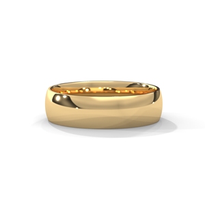 Anillo de banda chapado en oro, anillo de boda liso con cúpula, joyería de regalo - Product Image 1