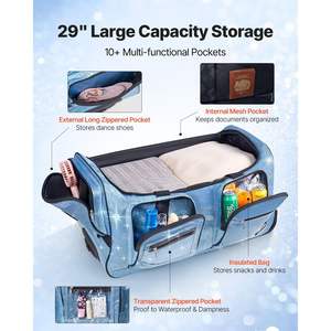Bolsa de Viaje Azul con Ruedas de 29 Pulgadas con Perchero para Accesorios de Baile - Product Image 4