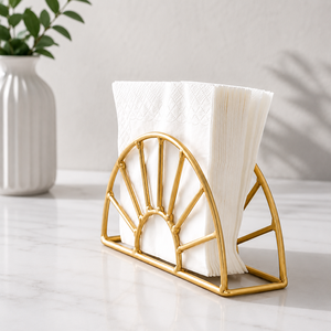 Porte-serviettes en métal doré de luxe pour table à manger, élégant support décoratif pour serviettes de table, organisateur de serviettes géométrique moderne - Product Image 1