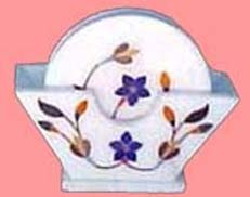 Best Designer Handmade Beautiful <b>White</b> Marble With Pink Inlay Mother Of Pearl Round Shape <b>Coaster</b> Set For Home And Hotel Decor - Product Image 6