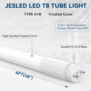 Confezione da 2 Lampadine LED T8 4 Piedi 14W 2450LM 5000K, Alimentazione Singola/Doppia, Plug & Play, Tipo Bypass Ballast A+B F32T8 F, Tubi LED - Product Image 3